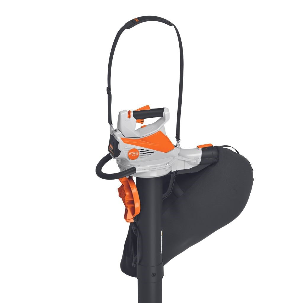Stihl leaf blower vacuum shredder with catcher bag SHA56 handle view battery powered