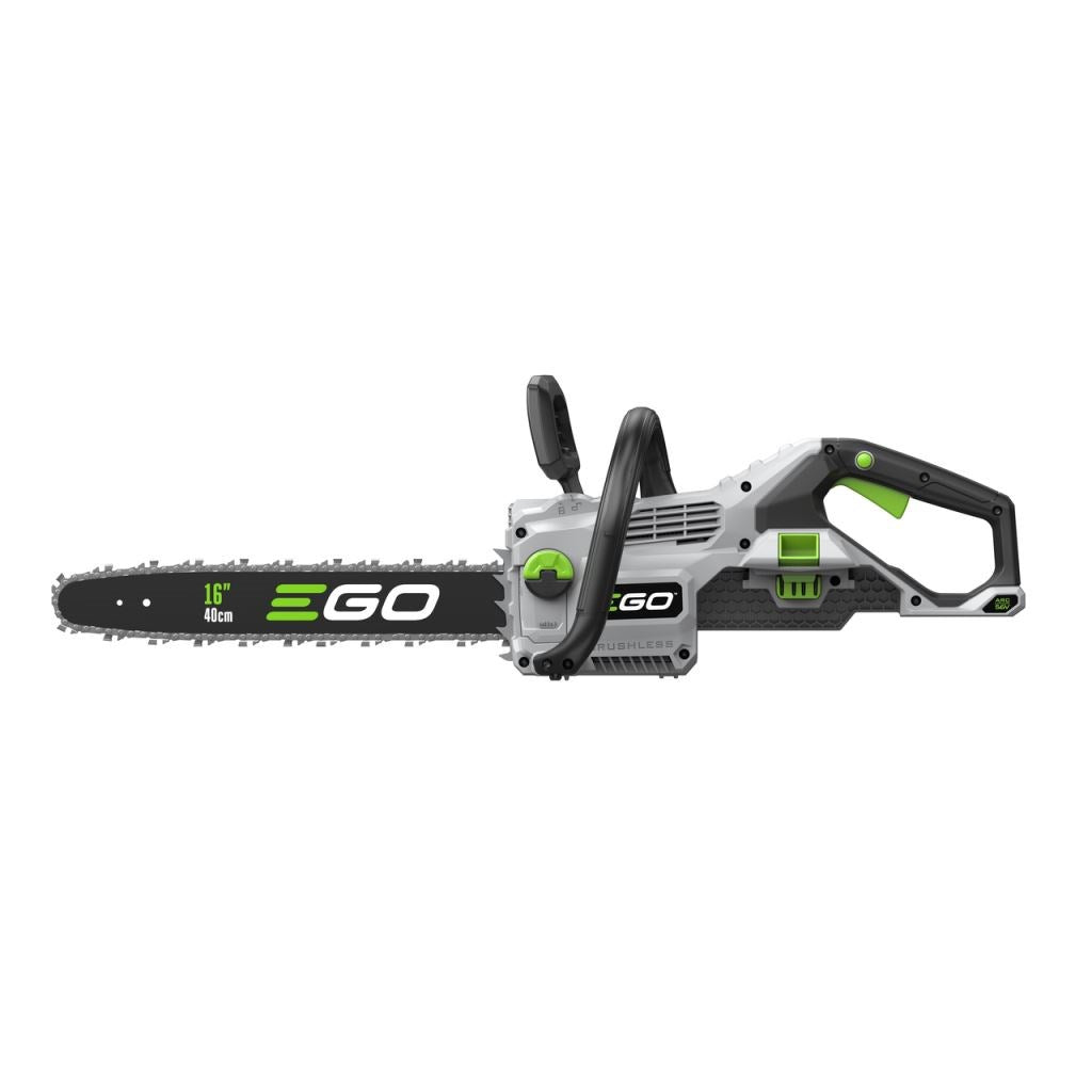 Ego chainsaw- 40cm bar CS1610E bare unit side view john miller garden machinery