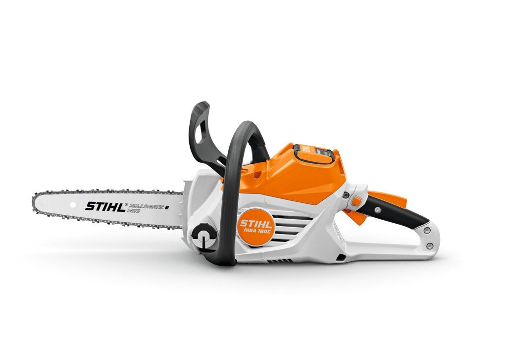 Stihl MSA160 chainsaws cordless battery powered handle view