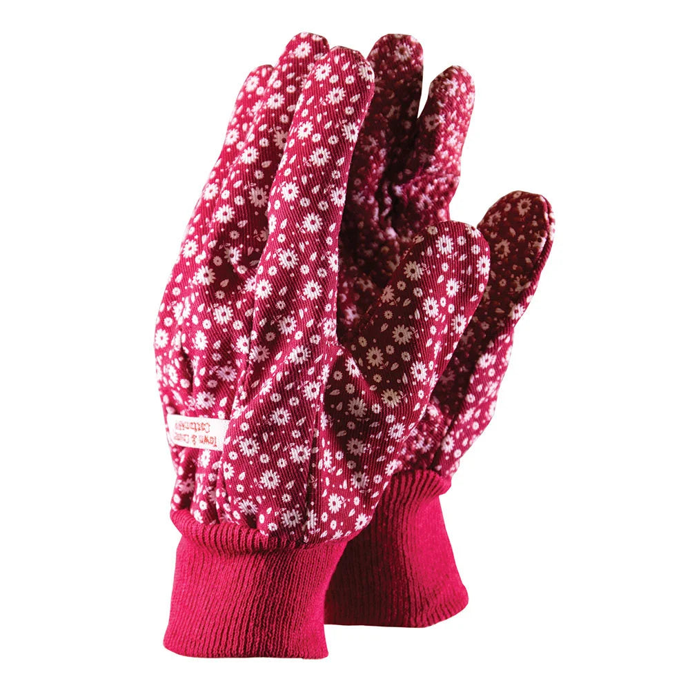 T&C Cotton Grip Red Gloves