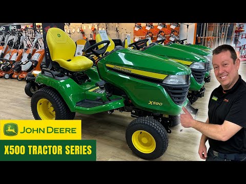 John Deere X500 ride on tractor range overview - X590 up close - John Miller Garden Machinery