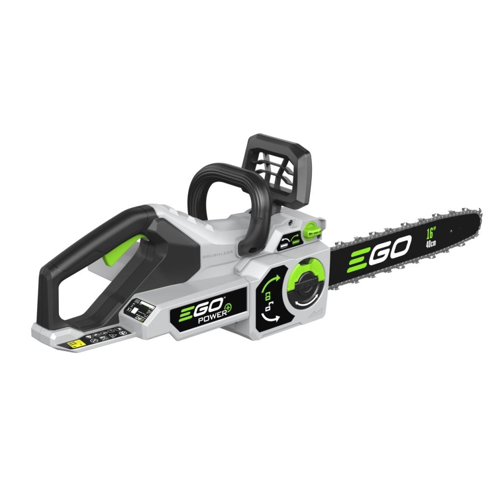 Ego chainsaw- 40cm bar CS1610E bare unit rear view john miller garden machinery