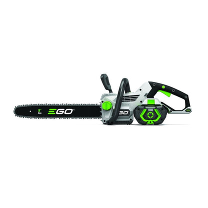 Ego chainsaw with 18" bar - CS1800E side view, unit with battery inserted