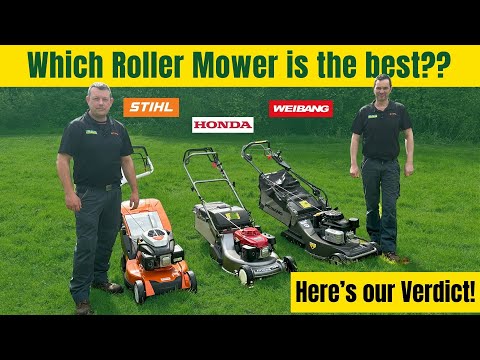 Roller lawn mower comparison Stihl RM 655 RS,  Weibang Legacy 56 pro BBC, Honda HRD 536 John Miller Garden Machinery YouTube